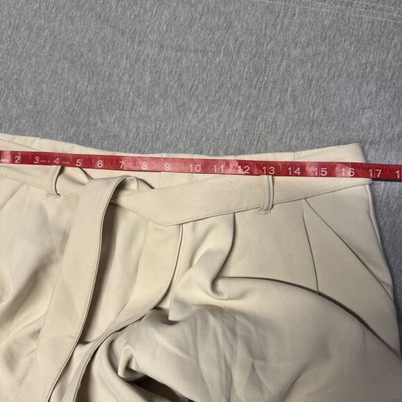 Anthropologie Maeve Tan Culottes Cropped Wide Leg Pants Womens 8 Belted Stretchy - Picture 9 of 14